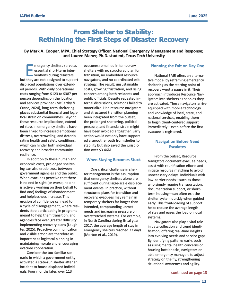 IAEM Bulletin Spread 2: Regional Technical Briefing